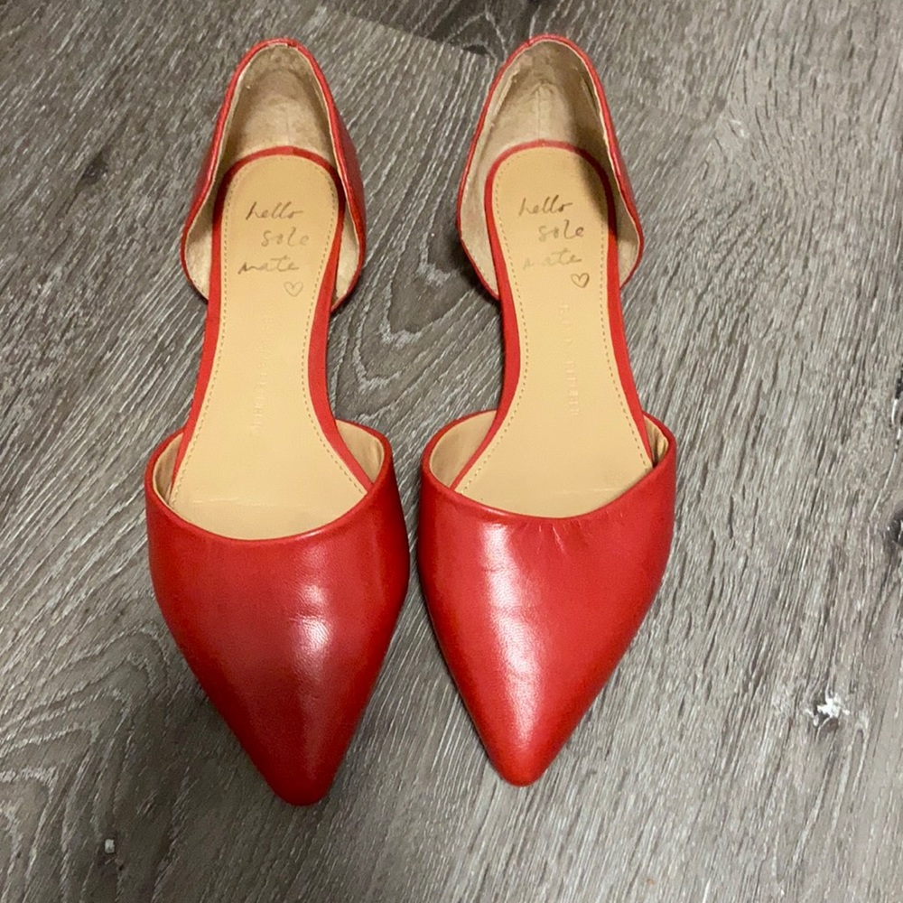 red flat pointy loafer